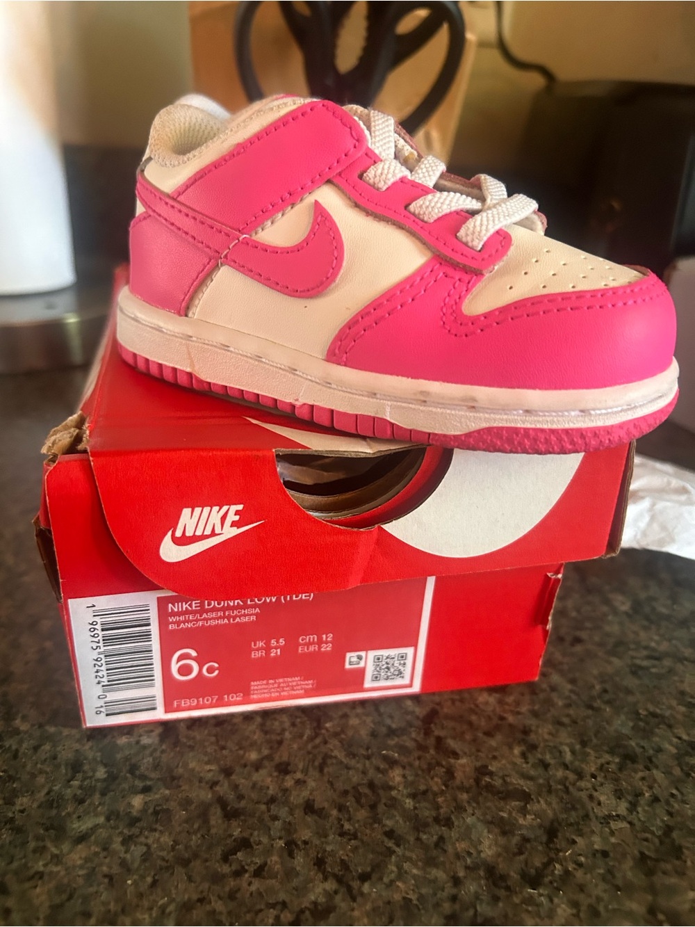Nike Kids Pink and White Low-Top Sneakers